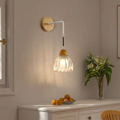 Single Arm Wall Light For Kitchen Lily Wood Led