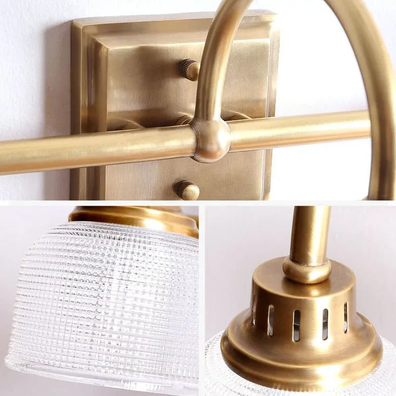 Wandleuchte Vintage Gold aus Messing und Glas