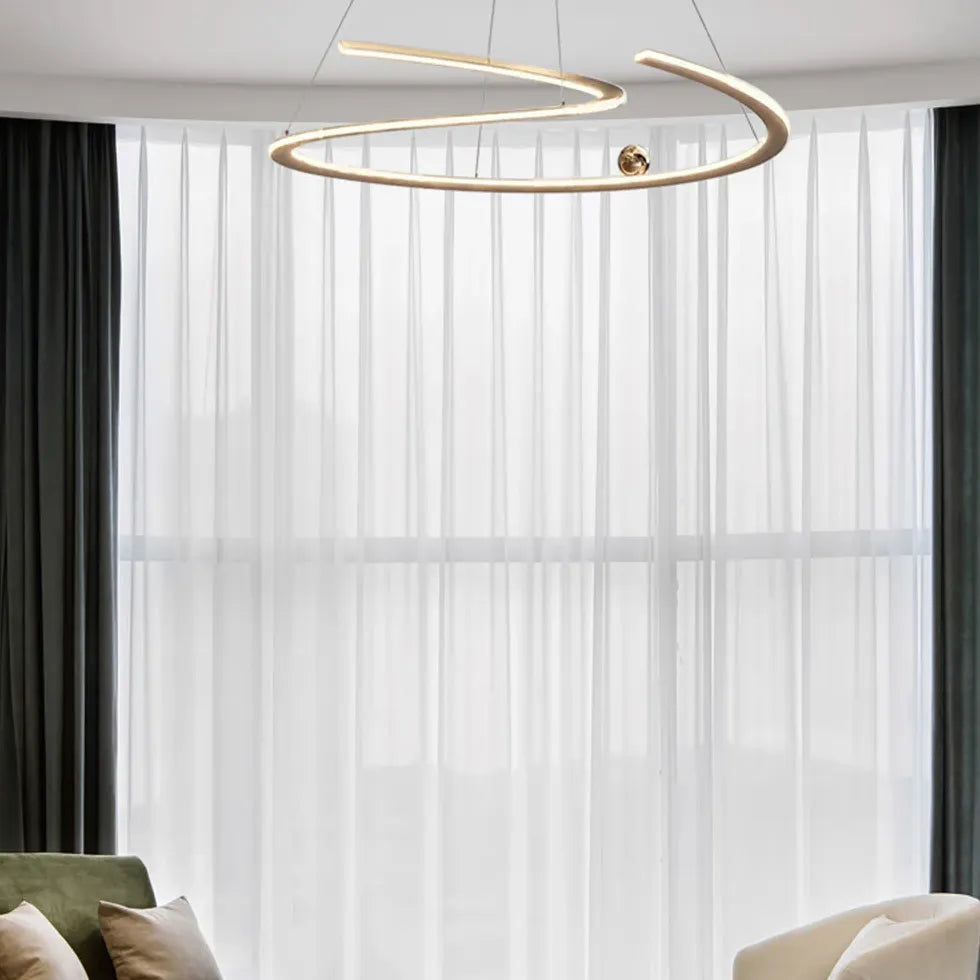 Gold Statement Pendant Light For Bedroom Linear Louise Metal & Acrylic Led