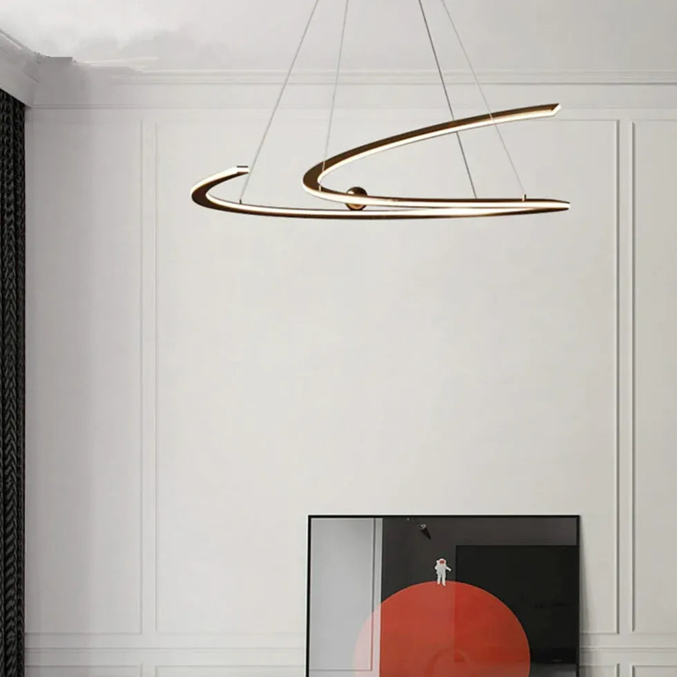 Gold Statement Pendant Light For Bedroom Linear Louise Metal & Acrylic Led