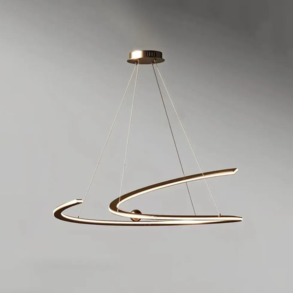 Gold Statement Pendant Light For Bedroom Linear Louise Metal & Acrylic Led