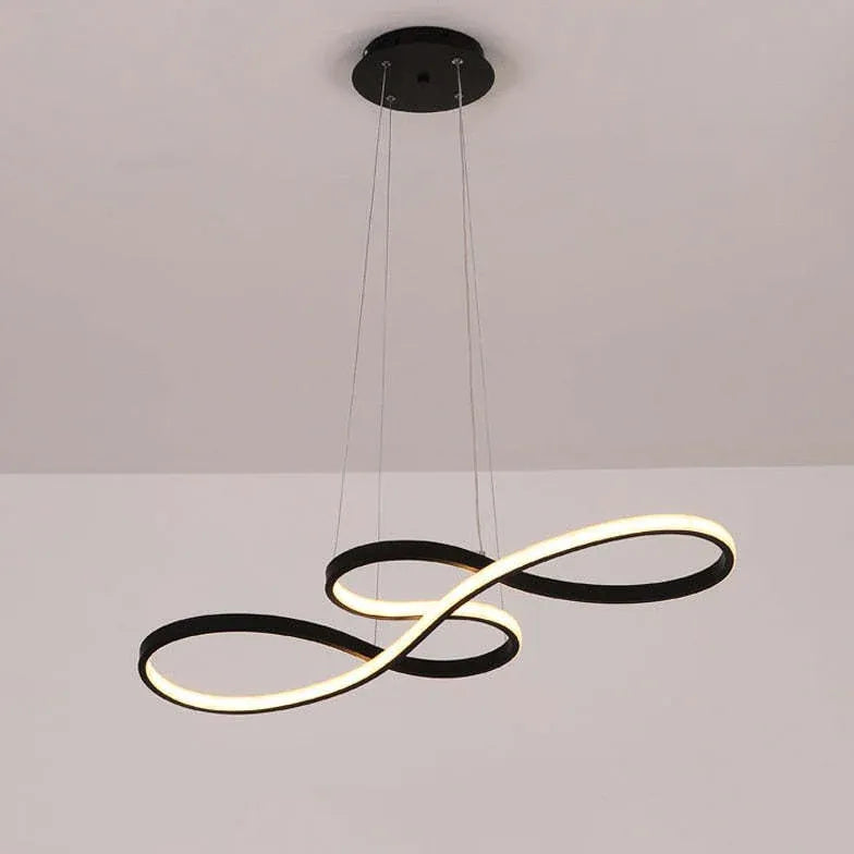 Black Bar Pendant Light For Living Room Linear Louise Metal & Silica Gel Ip20 Warm White