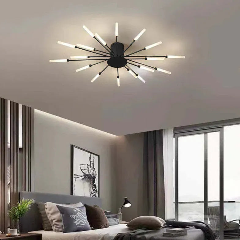 Black Chandelier For Bedroom Lowry Metal & Acrylic Led Natural Light Ip20