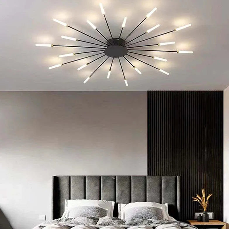 Black Chandelier For Bedroom Lowry Metal & Acrylic Led Natural Light Ip20