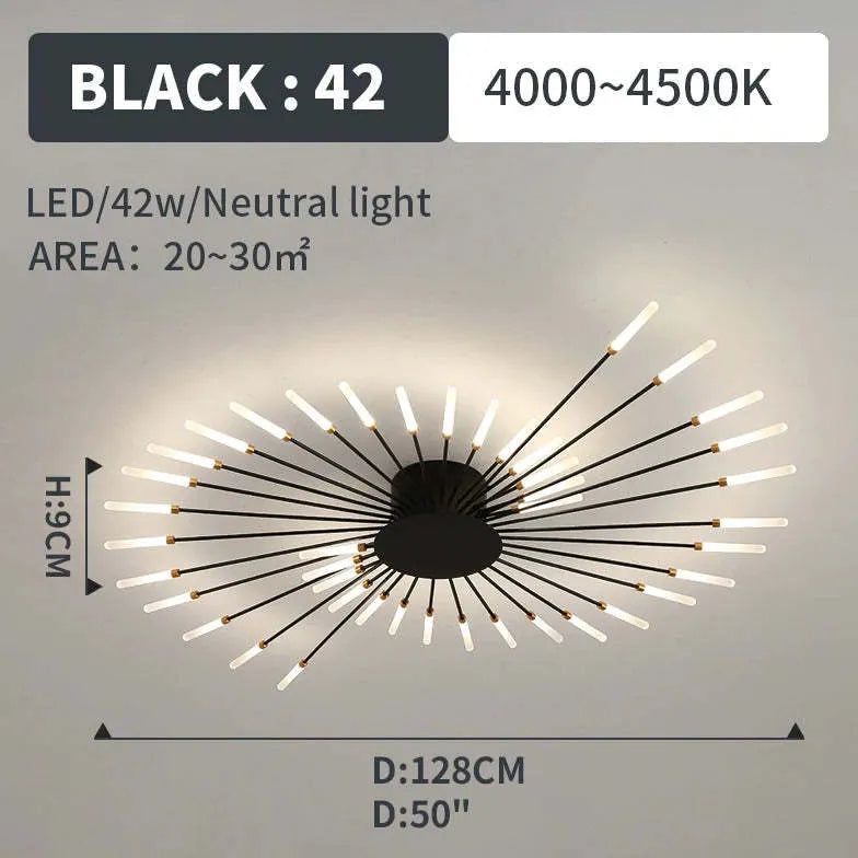 Black Chandelier For Bedroom Lowry Metal & Acrylic Led Natural Light Ip20