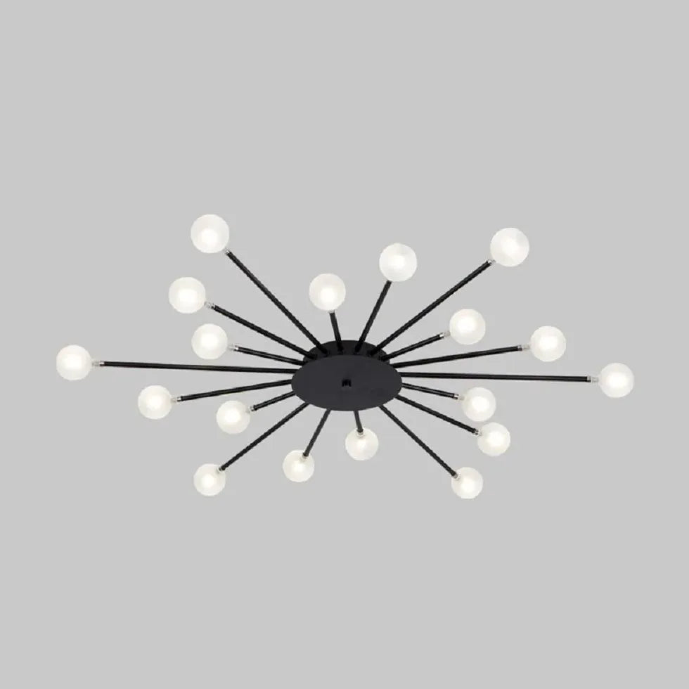 Black Semi-flush Light For Bedroom Lowry Metal & Glass Ip20 Led Without Bulbs