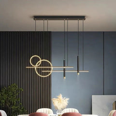 Black Statement Pendant Light For Office Modern Metal Led