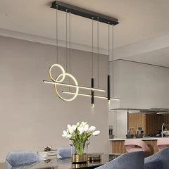 Black Statement Pendant Light For Office Modern Metal Led