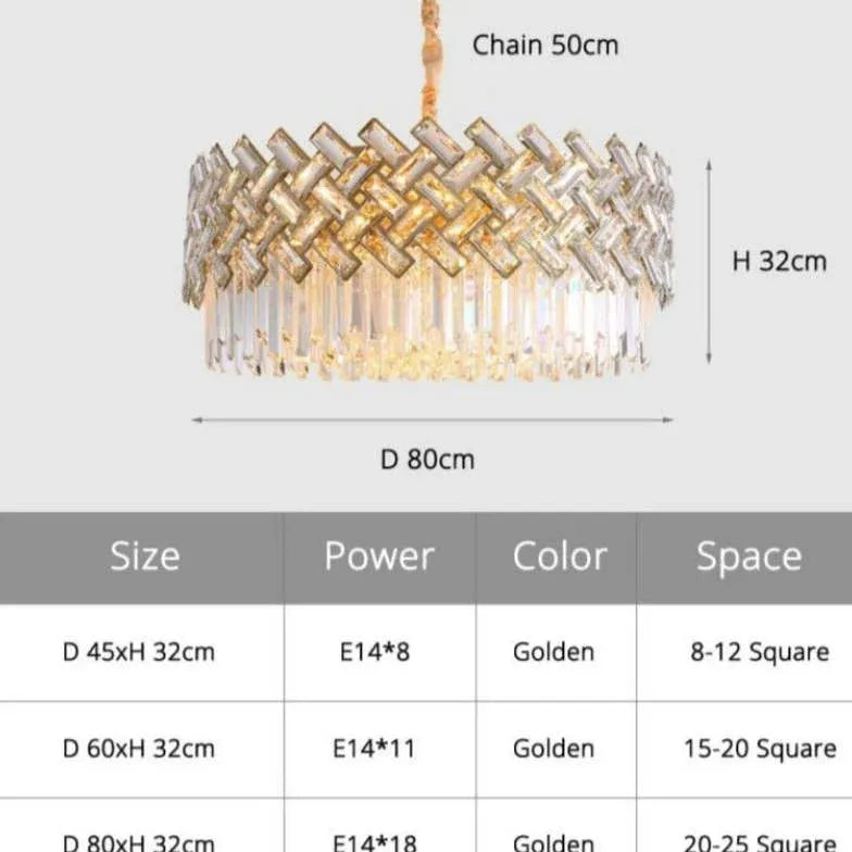 Gold Modern Chandeliers For Bedroom Postmodern Metal & Crystal Led Ip20