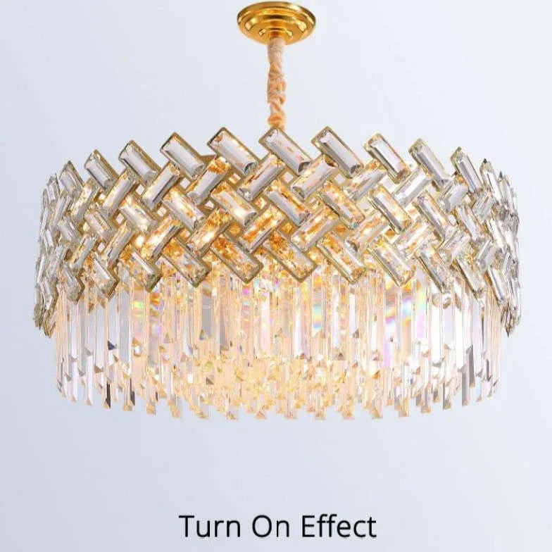 Gold Modern Chandeliers For Bedroom Postmodern Metal & Crystal Led Ip20