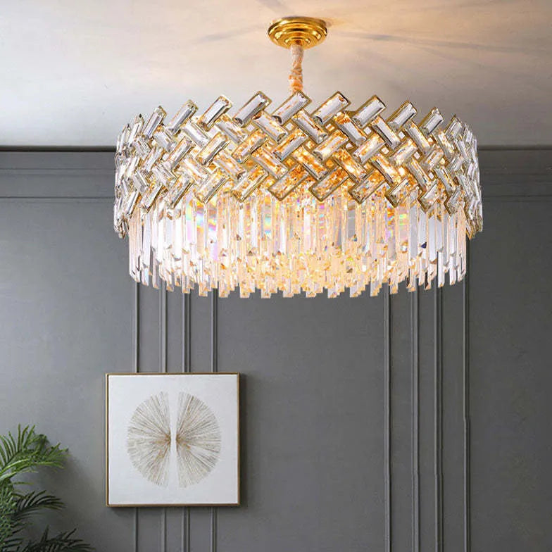 Gold Modern Chandeliers For Bedroom Postmodern Metal & Crystal Led Ip20