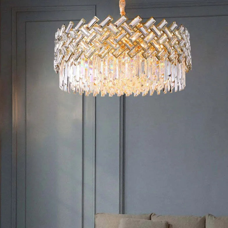 Gold Modern Chandeliers For Bedroom Postmodern Metal & Crystal Led Ip20