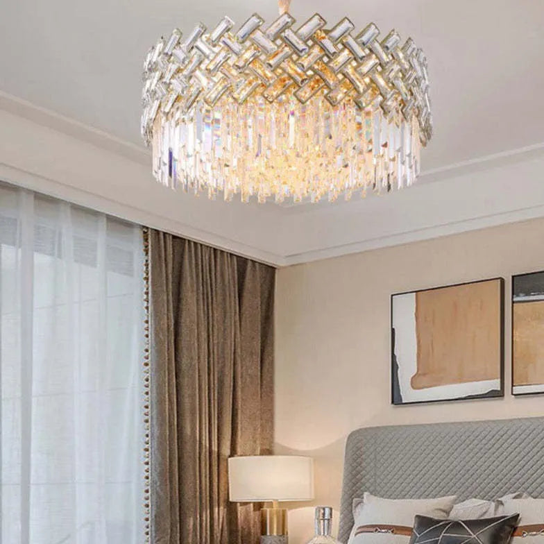 Gold Modern Chandeliers For Bedroom Postmodern Metal & Crystal Led Ip20