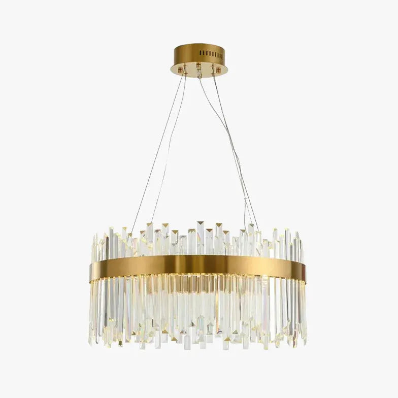 Gold Modern Chandeliers For Bedroom Round Modern Metal & Glass Dimmable Led Strip