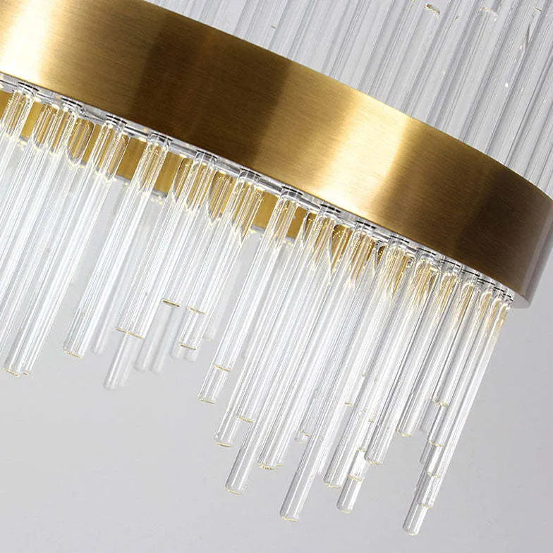 Gold Modern Chandeliers For Bedroom Round Modern Metal & Glass Dimmable Led Strip