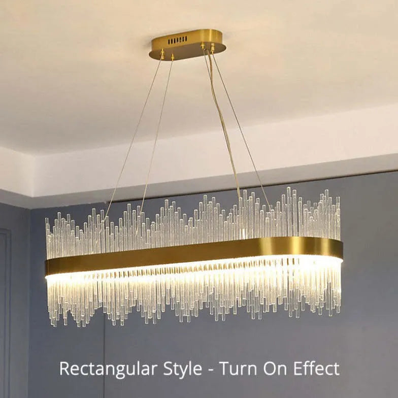 Gold Modern Chandeliers For Bedroom Round Modern Metal & Glass Dimmable Led Strip