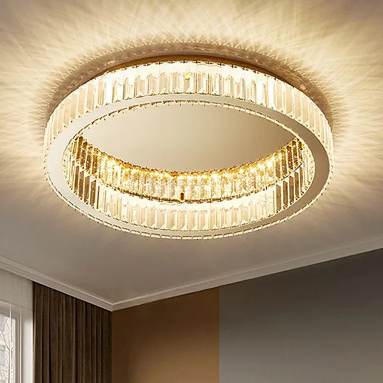 Gold Flush Light For Bedroom Marliyn Metal & Crystal Ip20 Led Dimmable