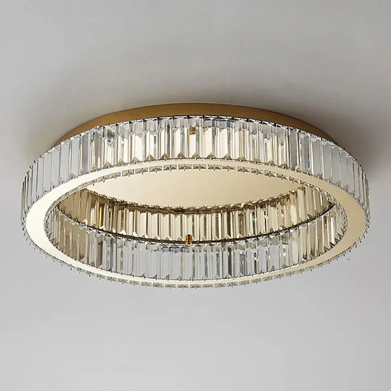 Gold Flush Light For Bedroom Marliyn Metal & Crystal Ip20 Led Dimmable