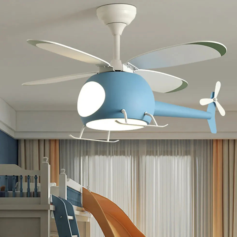 Blue Ceiling Fan With Light For Study Room Minori Metal & Acrylic Led Ip20 Dimmable