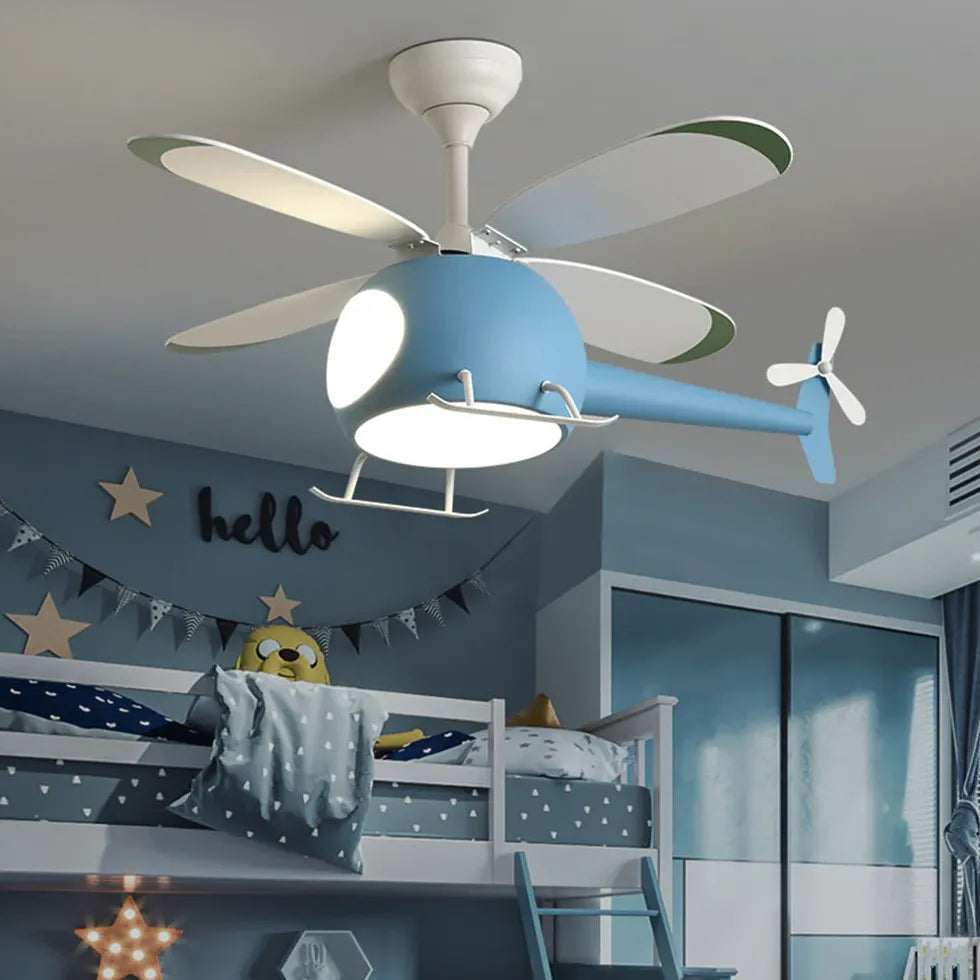 Blue Ceiling Fan With Light For Study Room Minori Metal & Acrylic Led Ip20 Dimmable