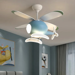 Blue Ceiling Fan With Light For Study Room Minori Metal & Acrylic Led Ip20 Dimmable