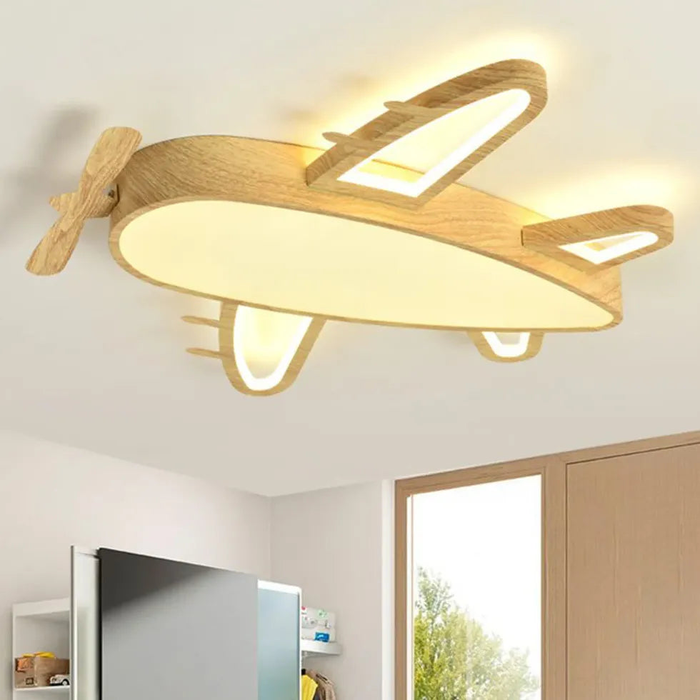 Flush Light For Children's Room Minori Wood Led