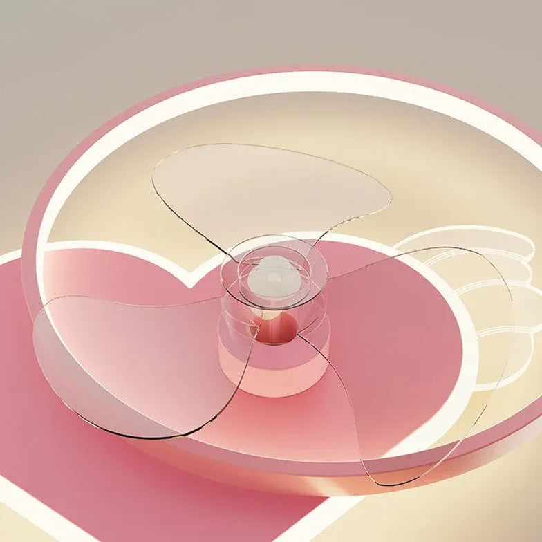 Pink Ceiling Fan With Light For Bedroom Minori Metal Led