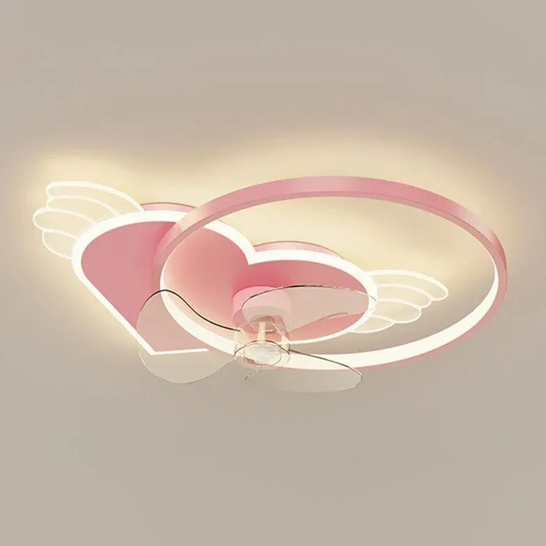 Pink Ceiling Fan With Light For Bedroom Minori Metal Led