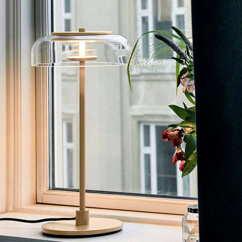 Modern Shape Beside Table Lamp Metal & Glass