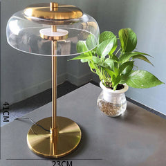 Modern Shape Beside Table Lamp Metal & Glass