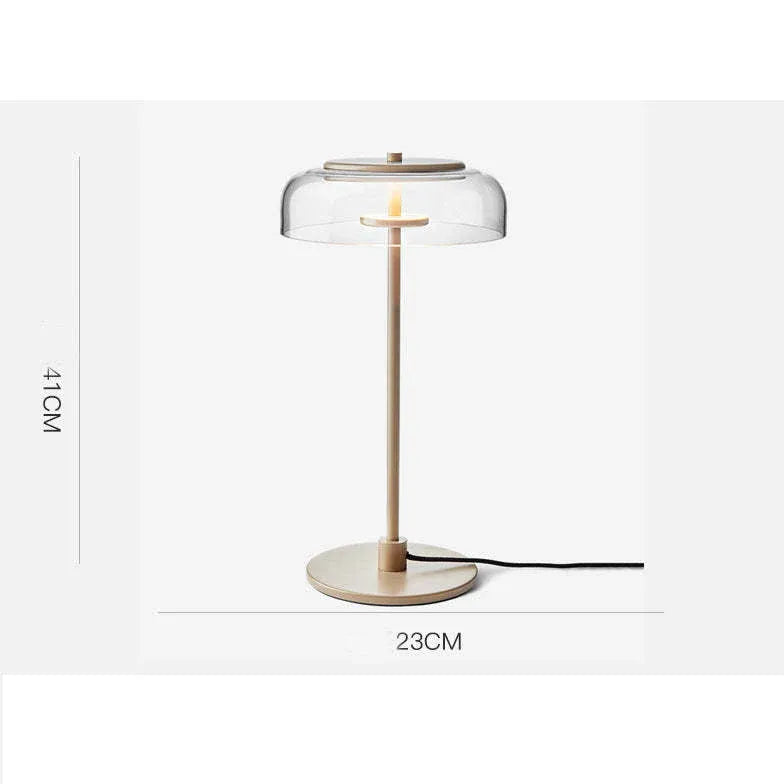 Modern Shape Beside Table Lamp Metal & Glass