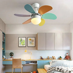 Ceiling Fan With Light For Study Room Round Morandi Metal & Acrylic