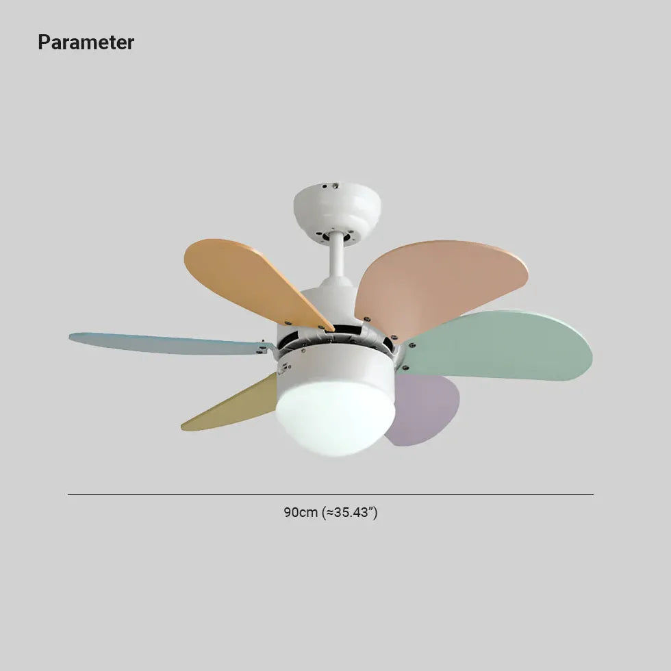 Ceiling Fan With Light For Study Room Round Morandi Metal & Acrylic