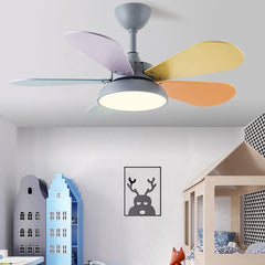 White Ceiling Fan With Light For Study Room Morandi Metal Led Dimmable