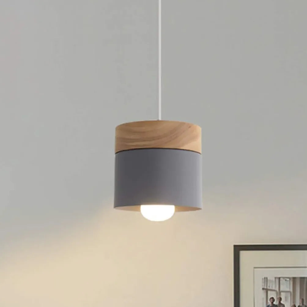 Light Single Pendant For Bedroom Morandi Metal & Wood Ip20 Led Warm White