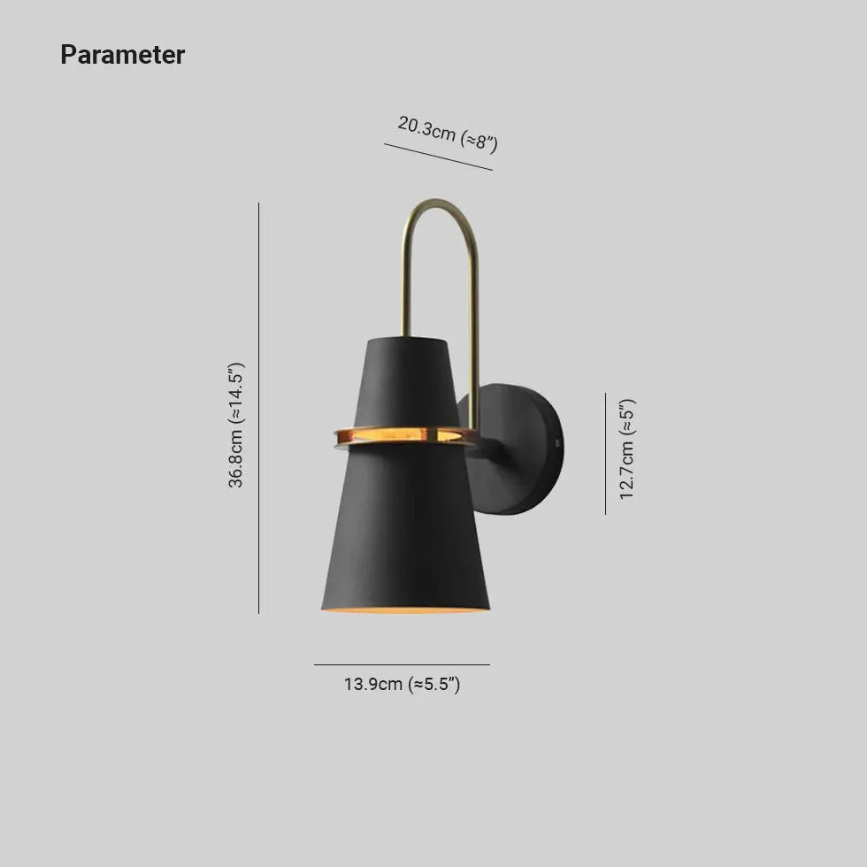 Black Single Arm Wall Light For Bathroom Cone Morandi Metal Ip44