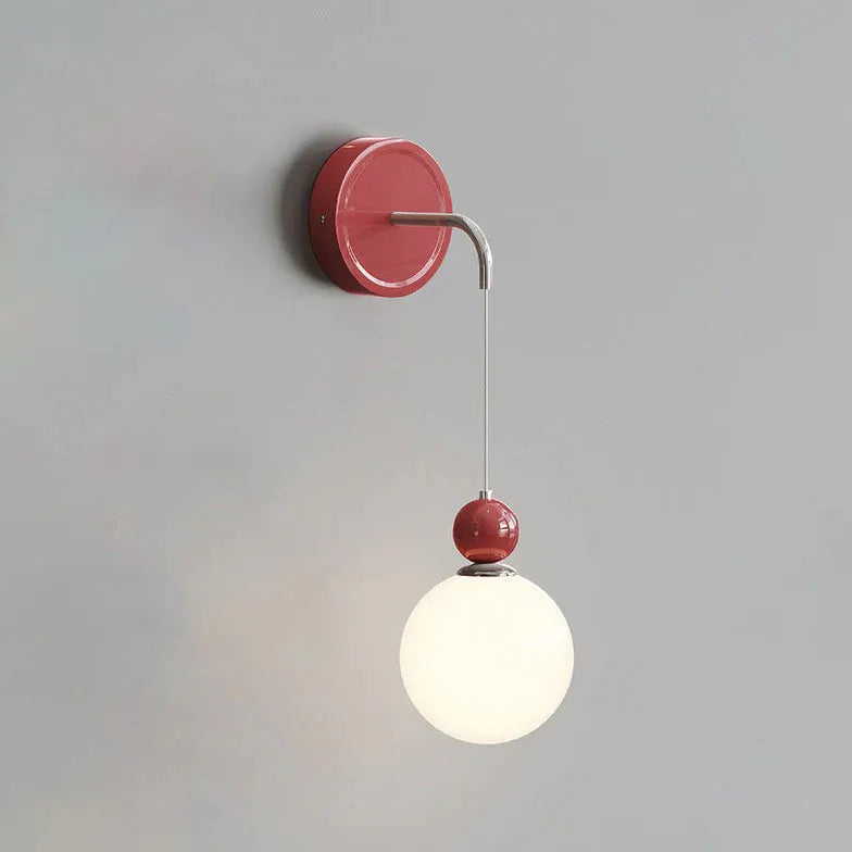 Red Single Arm Wall Light For Bedroom Morandi Metal Dimmable Ip20