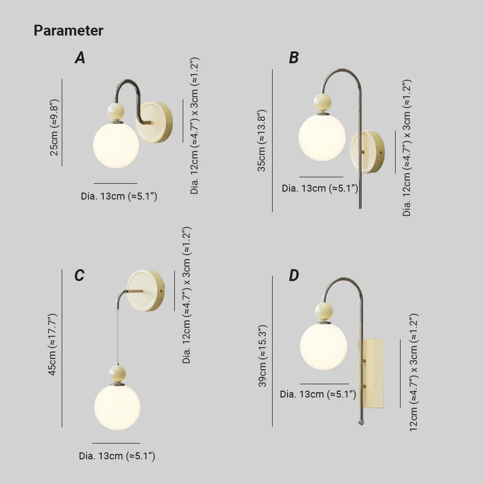 Red Single Arm Wall Light For Bedroom Morandi Metal Dimmable Ip20