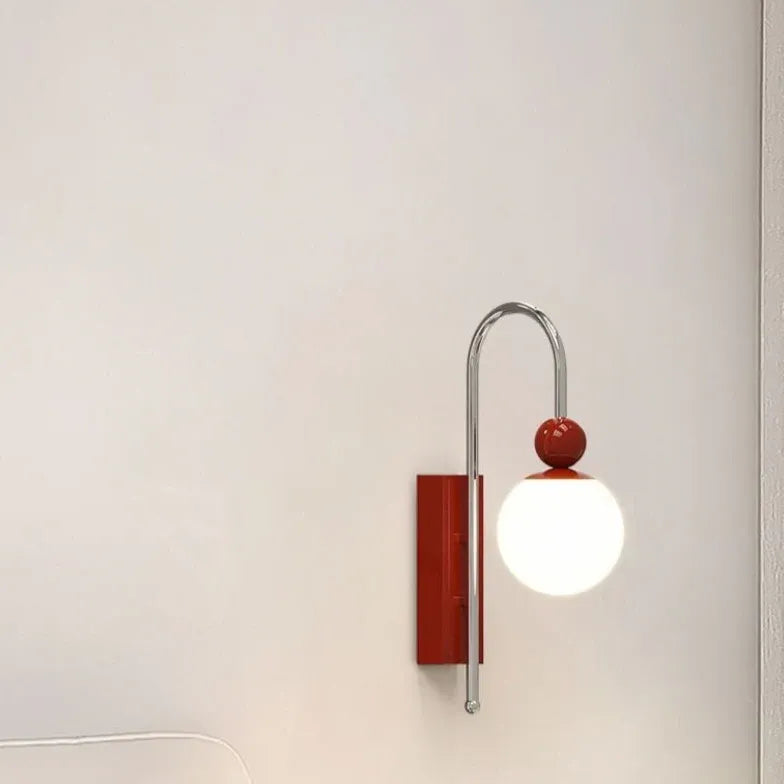 Red Single Arm Wall Light For Bedroom Morandi Metal Dimmable Ip20