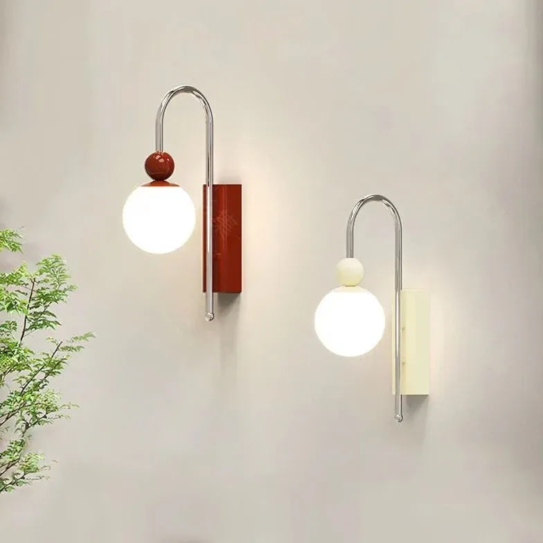 Red Single Arm Wall Light For Bedroom Morandi Metal Dimmable Ip20