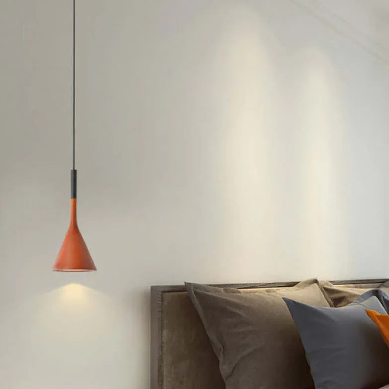 Bedside Pendant Light For Bedroom Triangle Morandi Metal Warm White Led Ip20