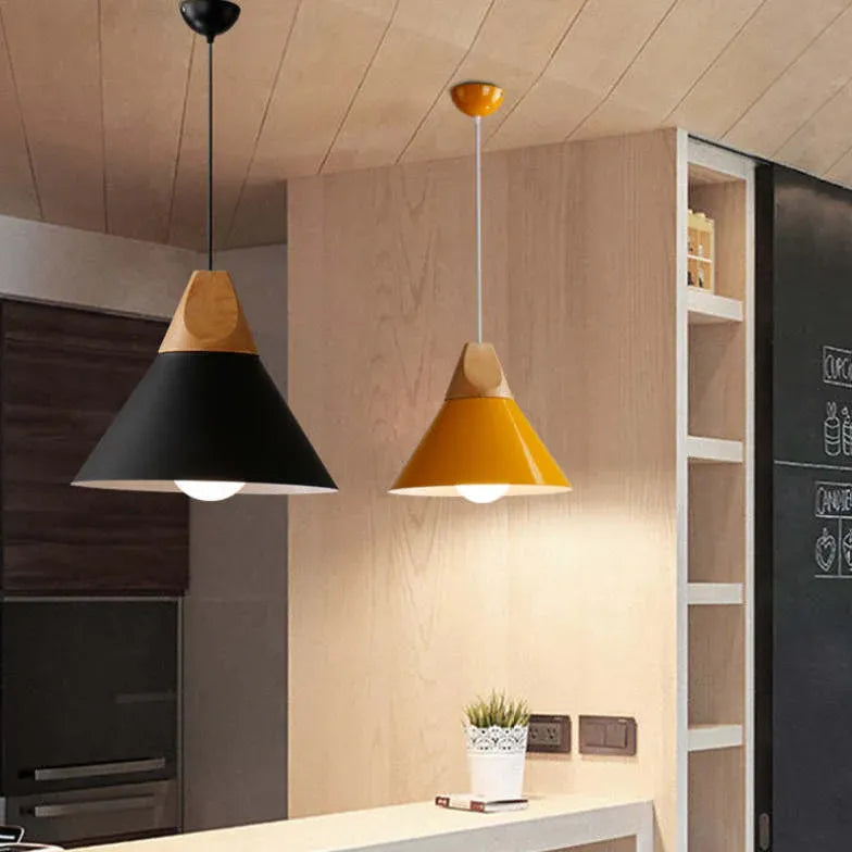 Morandi Multi-shaped Wood And Metal Pendant Light