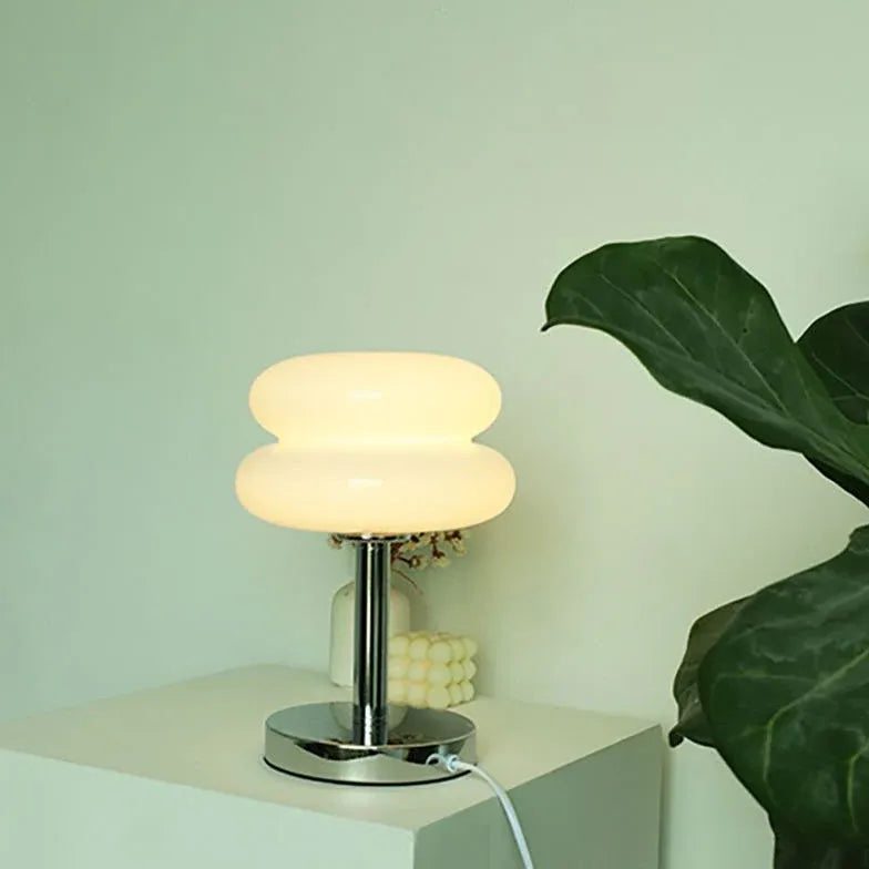 White Shape Table Lamp For Bedroom Round Morandi Metal Plug