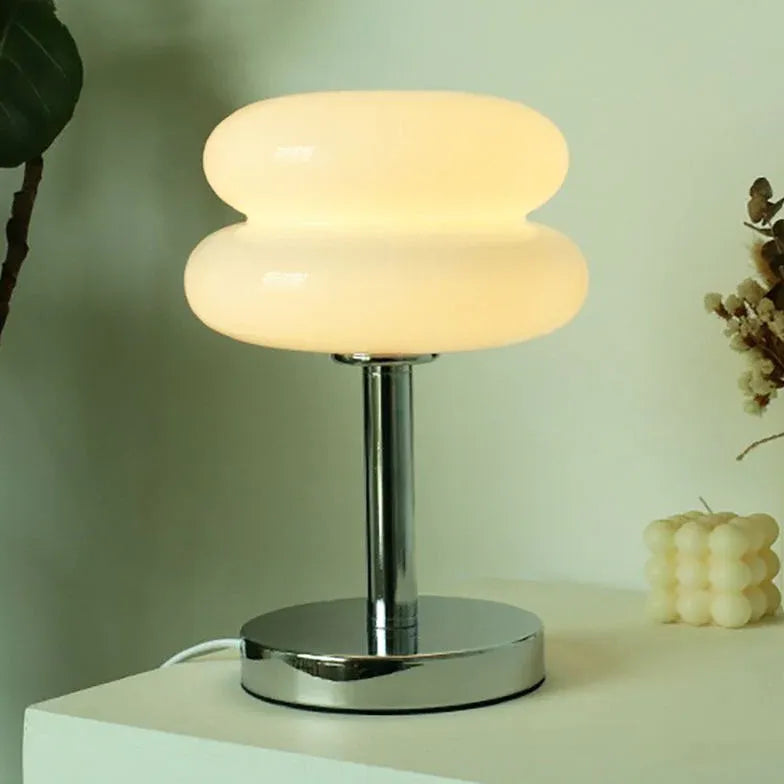 White Shape Table Lamp For Bedroom Round Morandi Metal Plug