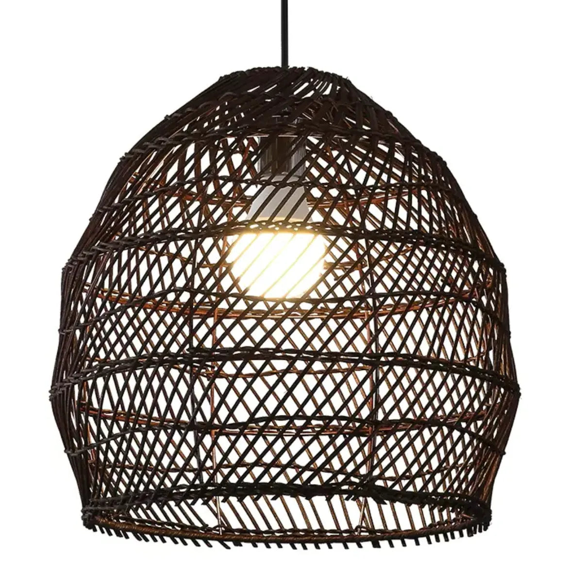 Black Light Single Pendant For Study Room Muto Rattan Led Ip20