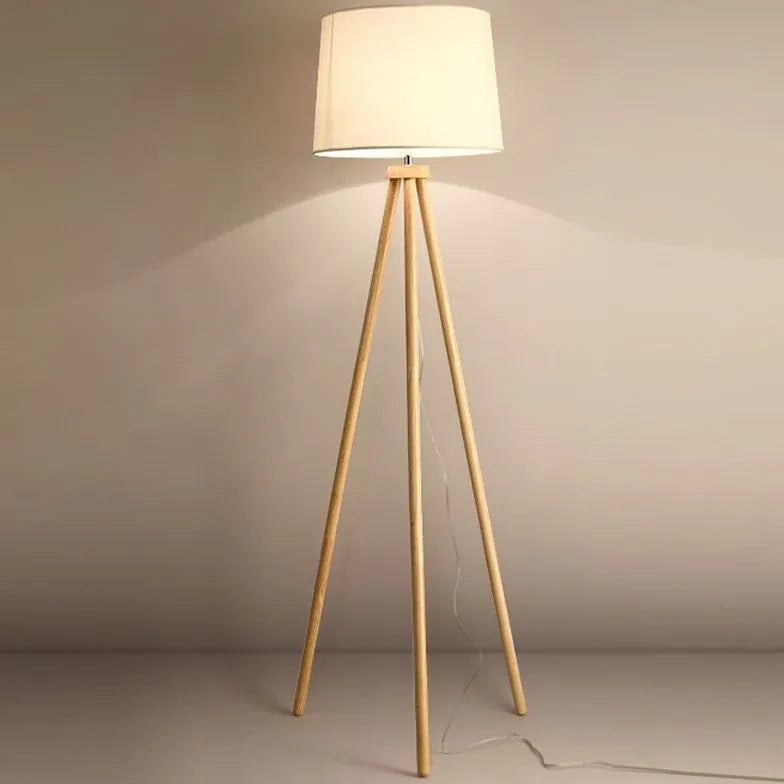 White Tripod Floor Lamp For Bedroom Cylinder Muto Wood