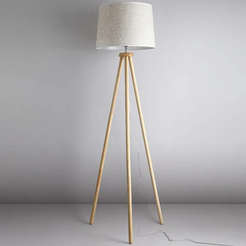 White Tripod Floor Lamp For Bedroom Cylinder Muto Wood