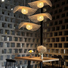 Natural Hat Rattan Bamboo Light Single Pendant