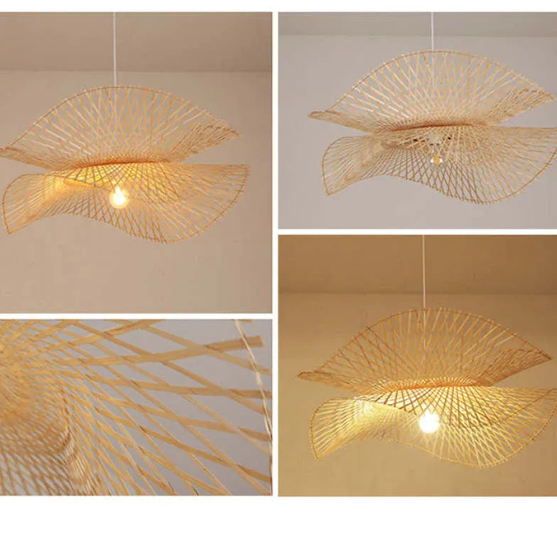 Natural Hat Rattan Bamboo Light Single Pendant