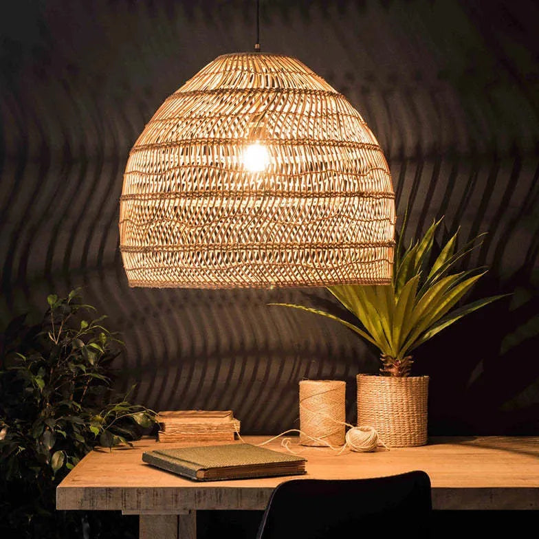 Light Single Pendant For Living Room Modern Metal & Bamboo